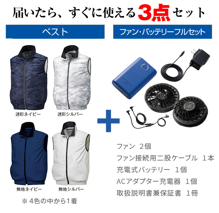 【新品】熱中症予防 猛暑の夏ゴルフや野外作業に人間扇風機で涼しい!空調服ベスト