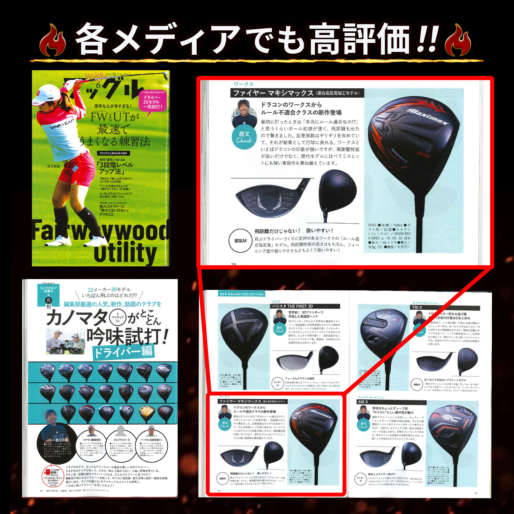 ワークスゴルフスリーブ付きシャフト可変式適合ドライバー